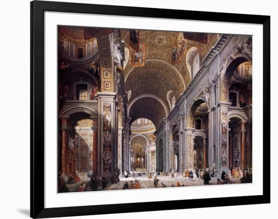 Interior of St. Peter's, Rome-Giovanni Paolo Pannini-Framed Art Print