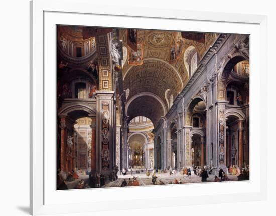 Interior of St. Peter's, Rome-Giovanni Paolo Pannini-Framed Art Print