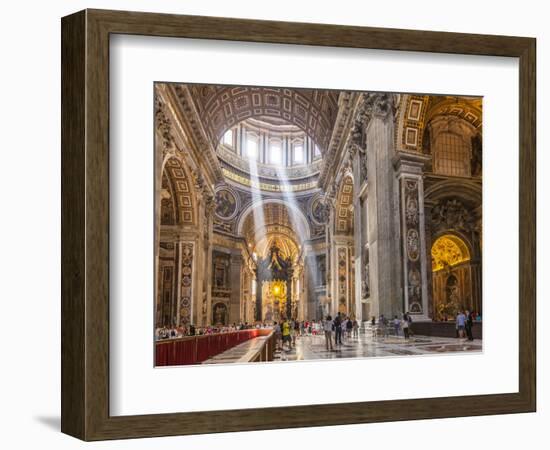 Interior of St. Peters Basilica with Light Shafts Coming Through the Dome Roof, Vatican City-Neale Clark-Framed Photographic Print