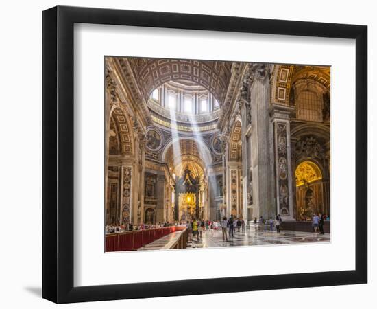 Interior of St. Peters Basilica with Light Shafts Coming Through the Dome Roof, Vatican City-Neale Clark-Framed Photographic Print