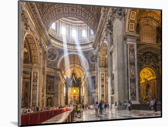 Interior of St. Peters Basilica with Light Shafts Coming Through the Dome Roof, Vatican City-Neale Clark-Mounted Photographic Print