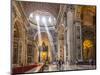 Interior of St. Peters Basilica with Light Shafts Coming Through the Dome Roof, Vatican City-Neale Clark-Mounted Photographic Print