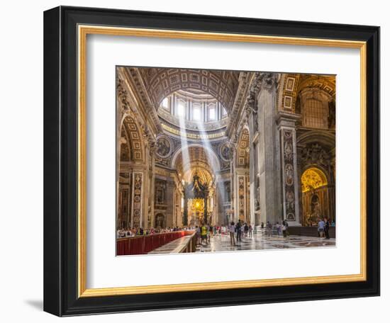 Interior of St. Peters Basilica with Light Shafts Coming Through the Dome Roof, Vatican City-Neale Clark-Framed Photographic Print