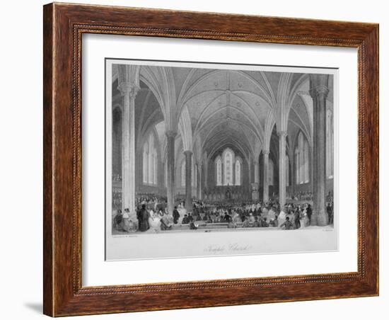 Interior of Temple Church During a Service, City of London, 1860-Harden Sidney Melville-Framed Giclee Print