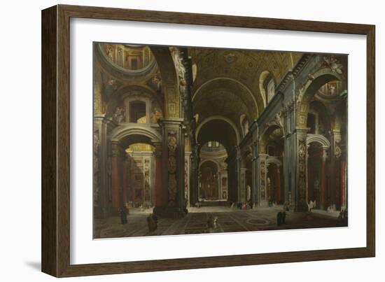 Interior of the Basilica of Saint Peter in Rome, before 1742-Giovanni Paolo Panini-Framed Giclee Print