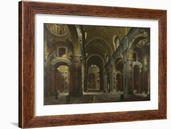 Interior of the Basilica of Saint Peter in Rome, before 1742-Giovanni Paolo Panini-Framed Giclee Print