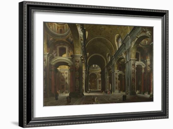 Interior of the Basilica of Saint Peter in Rome, before 1742-Giovanni Paolo Panini-Framed Giclee Print