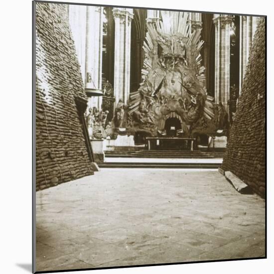 Interior of the cathedral, Amiens, northern France, c1914-c1918-Unknown-Mounted Photographic Print