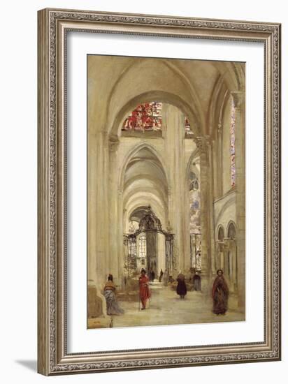 Interior of the Cathedral of Sens-Jean-Baptiste-Camille Corot-Framed Giclee Print