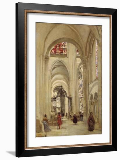 Interior of the Cathedral of Sens-Jean-Baptiste-Camille Corot-Framed Giclee Print