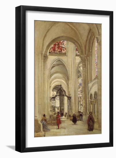 Interior of the Cathedral of Sens-Jean-Baptiste-Camille Corot-Framed Giclee Print