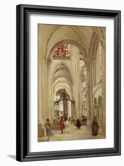 Interior of the Cathedral of Sens-Jean-Baptiste-Camille Corot-Framed Giclee Print