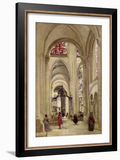 Interior of the Cathedral of St. Etienne, Sens, c.1874-Jean-Baptiste-Camille Corot-Framed Giclee Print