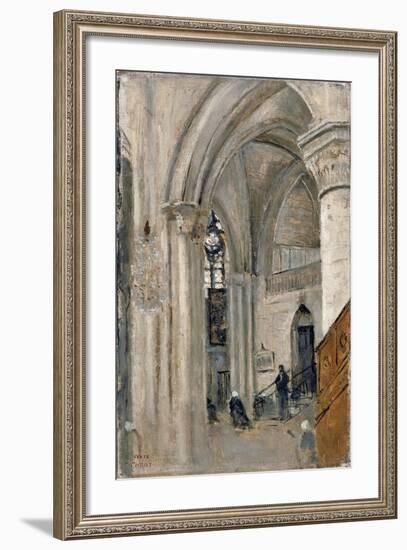 Interior of the Church at Mantes-Jean-Baptiste-Camille Corot-Framed Giclee Print