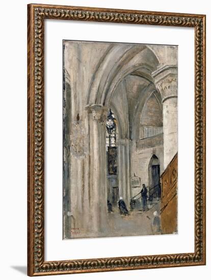 Interior of the Church at Mantes-Jean-Baptiste-Camille Corot-Framed Giclee Print