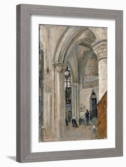 Interior of the Church at Mantes-Jean-Baptiste-Camille Corot-Framed Giclee Print