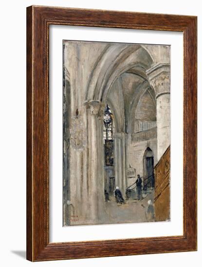 Interior of the Church at Mantes-Jean-Baptiste-Camille Corot-Framed Giclee Print