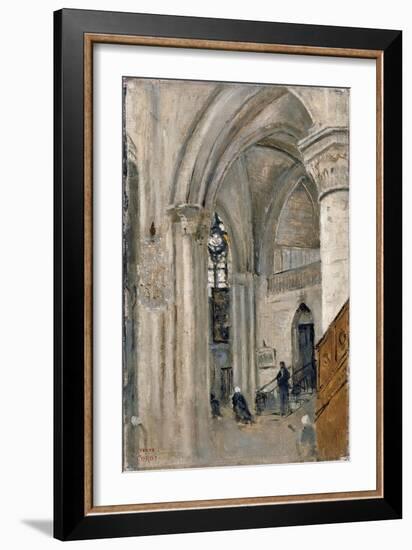 Interior of the Church at Mantes-Jean-Baptiste-Camille Corot-Framed Giclee Print