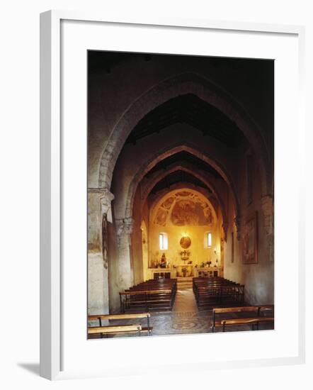 Interior of the Church of Saint Peter, Anticoli Corrado, Italy, 11th Century-null-Framed Giclee Print