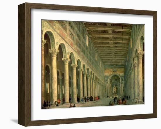 Interior of the Church of San Paolo Fuori Le Mura, Rome, 1750-Giovanni Paolo Pannini-Framed Giclee Print