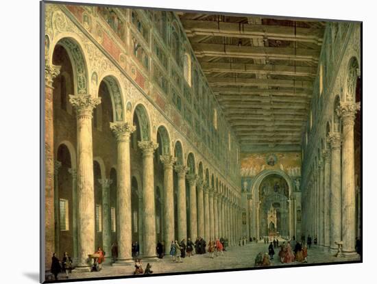 Interior of the Church of San Paolo Fuori Le Mura, Rome, 1750-Giovanni Paolo Pannini-Mounted Giclee Print