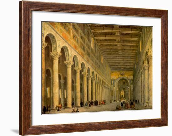 Interior of the Church of San Paolo Fuori Le Mura,-Giovanni Paolo Pannini-Framed Art Print