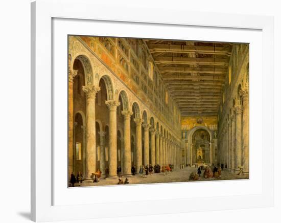 Interior of the Church of San Paolo Fuori Le Mura,-Giovanni Paolo Pannini-Framed Art Print