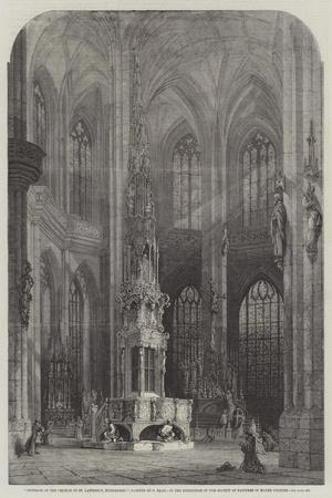 Old Antique Print 1859 Interior Church St Lawrence Nuremberg Read 328N107 