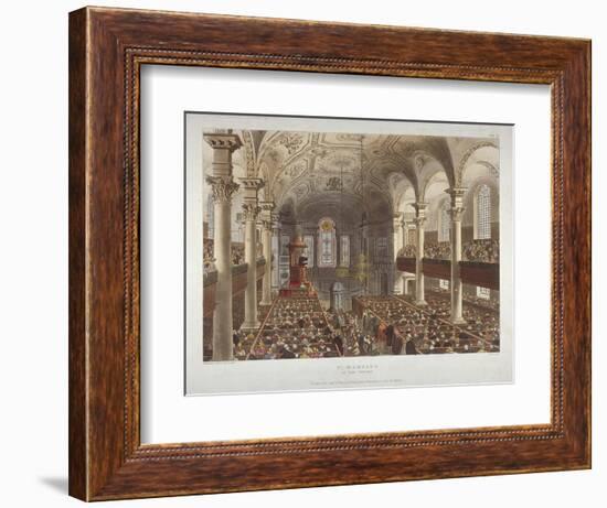 Interior of the Church of St Martin-In-The-Fields, Westminster, London, 1809-Thomas Rowlandson-Framed Giclee Print