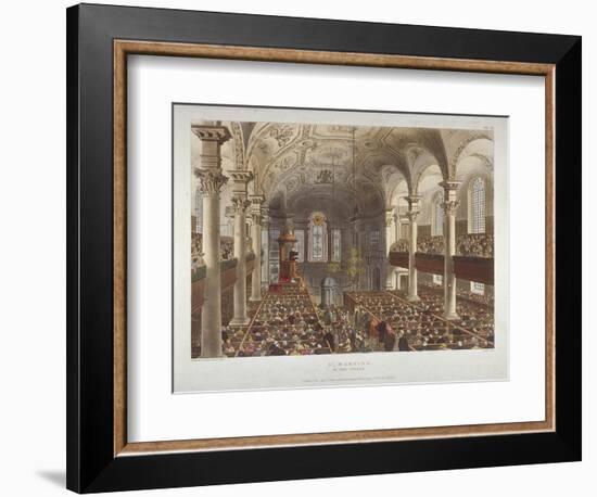 Interior of the Church of St Martin-In-The-Fields, Westminster, London, 1809-Thomas Rowlandson-Framed Giclee Print