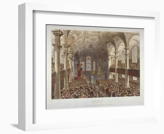 Interior of the Church of St Martin-In-The-Fields, Westminster, London, 1809-Thomas Rowlandson-Framed Giclee Print
