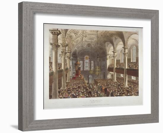 Interior of the Church of St Martin-In-The-Fields, Westminster, London, 1809-Thomas Rowlandson-Framed Giclee Print