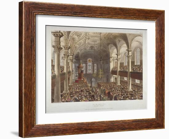 Interior of the Church of St Martin-In-The-Fields, Westminster, London, 1809-Thomas Rowlandson-Framed Giclee Print