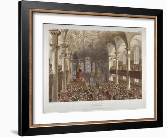 Interior of the Church of St Martin-In-The-Fields, Westminster, London, 1809-Thomas Rowlandson-Framed Giclee Print