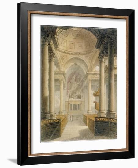 Interior of the Church of St Stephen Walbrook, City of London, 1810-Frederick Mackenzie-Framed Giclee Print