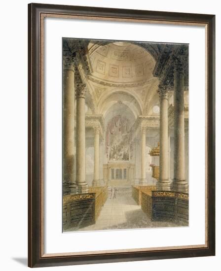 Interior of the Church of St Stephen Walbrook, City of London, 1810-Frederick Mackenzie-Framed Giclee Print