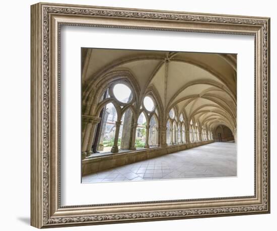 Interior of the cloister portico of the 12th century Noirlac Cistercian Abbey, Centre-Val del Loire-Francesco Fanti-Framed Photographic Print