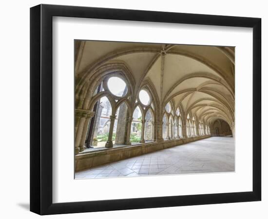 Interior of the cloister portico of the 12th century Noirlac Cistercian Abbey, Centre-Val del Loire-Francesco Fanti-Framed Photographic Print