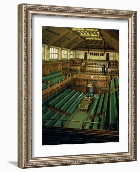 Interior of the Commons Chamber, Houses of Parliament, Westminster, London, England-Adam Woolfitt-Framed Photographic Print