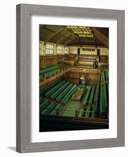 Interior of the Commons Chamber, Houses of Parliament, Westminster, London, England-Adam Woolfitt-Framed Photographic Print