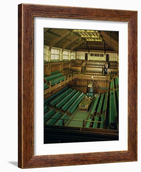 Interior of the Commons Chamber, Houses of Parliament, Westminster, London, England-Adam Woolfitt-Framed Photographic Print