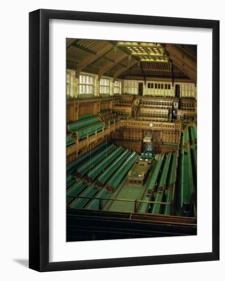 Interior of the Commons Chamber, Houses of Parliament, Westminster, London, England-Adam Woolfitt-Framed Photographic Print
