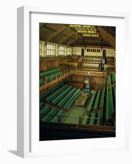 Interior of the Commons Chamber, Houses of Parliament, Westminster, London, England-Adam Woolfitt-Framed Photographic Print