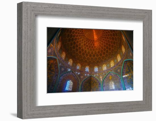 Interior of the dome of Sheikh Lotfollah Mosque, Isfahan, Iran, Middle East-James Strachan-Framed Photographic Print