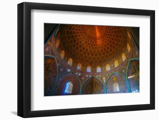 Interior of the dome of Sheikh Lotfollah Mosque, Isfahan, Iran, Middle East-James Strachan-Framed Photographic Print