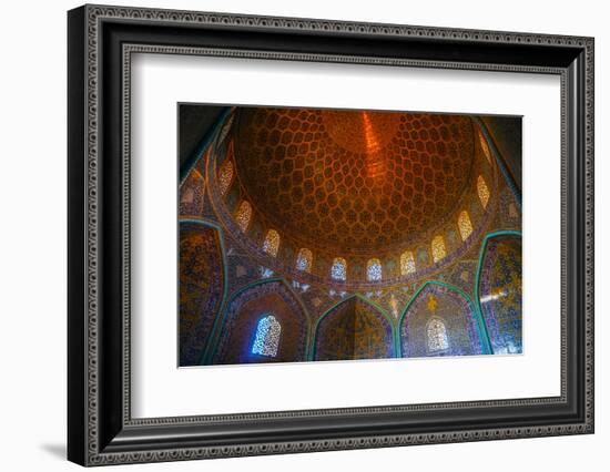 Interior of the dome of Sheikh Lotfollah Mosque, Isfahan, Iran, Middle East-James Strachan-Framed Photographic Print