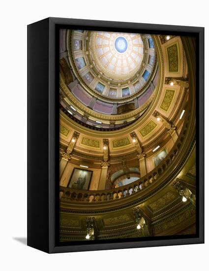 Interior of the Dome, State Capitol, Lansing, Michigan-Walter Bibikow-Framed Premier Image Canvas