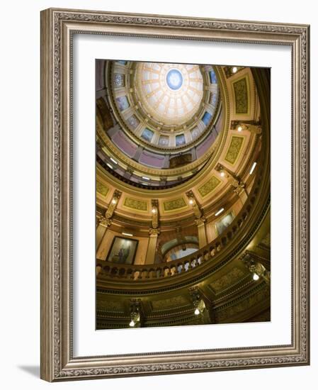 Interior of the Dome, State Capitol, Lansing, Michigan-Walter Bibikow-Framed Photographic Print