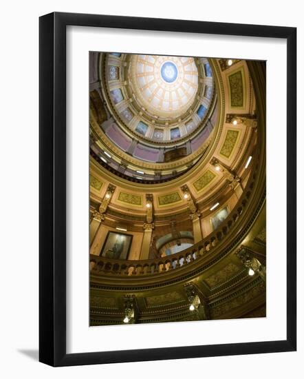 Interior of the Dome, State Capitol, Lansing, Michigan-Walter Bibikow-Framed Photographic Print