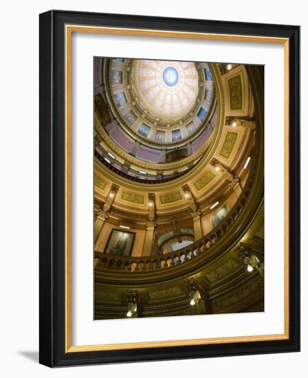 Interior of the Dome, State Capitol, Lansing, Michigan-Walter Bibikow-Framed Photographic Print